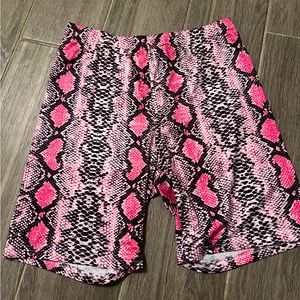 Pink snake print bike shorts
